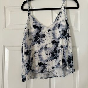 Tie-Dye Spaghetti Strap Top - Blue & White, size M
